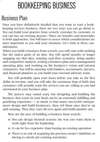 Standard Bookkeeping Business Plan