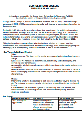 bullsbrook college business plan