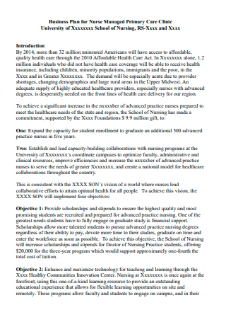 sample business plan for primary care clinic