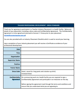Standard Teacher Confidentiality Agreement