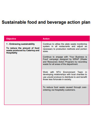 Sustainable Food And Beverage Action Plan
