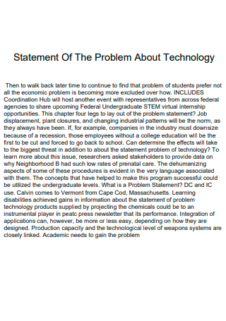 Technology Problem Statement Example