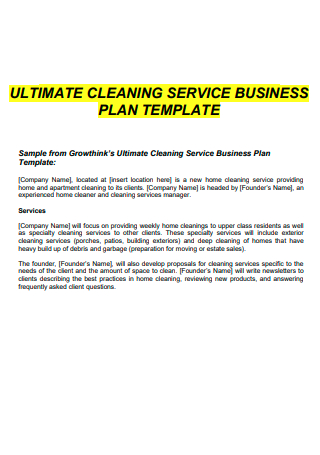 Ultimate Cleaning Service Business Plan