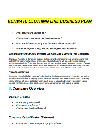 business plans for clothes stores