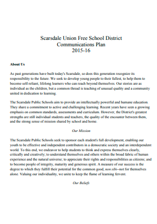 Union Free School District Communication Plan