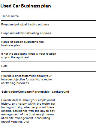 4+ SAMPLE Used Car Business Plan in PDF | MS Word