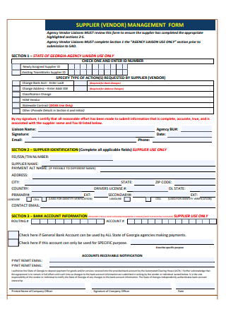 Vendor Supplier Agreement Form