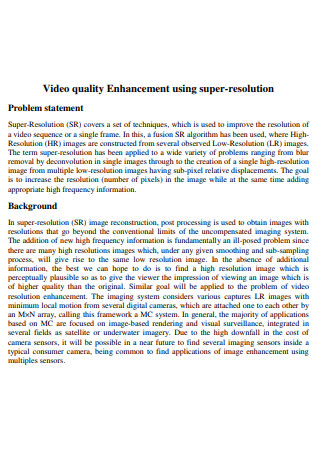 Video Quality Problem Statement