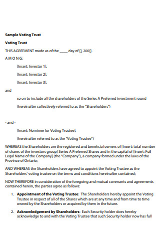 Voting Trust Agreement Format