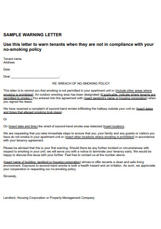 Warning Notice to Tenant Letter