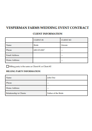 Wedding Event Management Contract