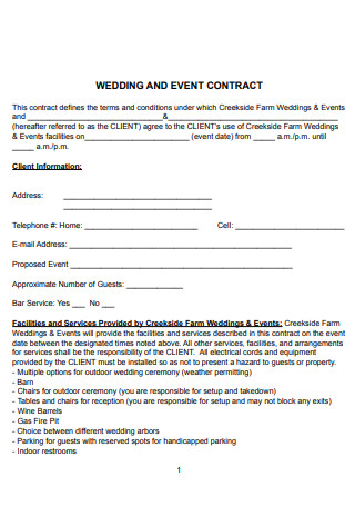 Wedding Event Organizer Contract