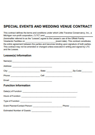 Wedding Event Venue Contract