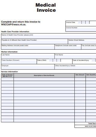 Workers Medical Invoice
