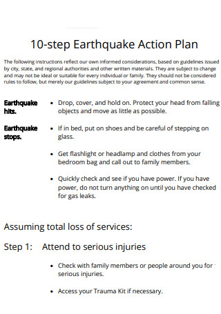 10 Step Earthquake Action Plan