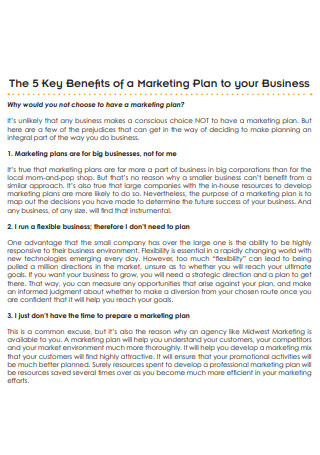 5 Key Benefits of a Basic Marketing Plan