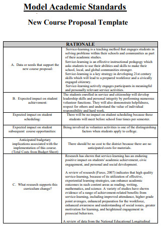 Academic Course Proposal Template