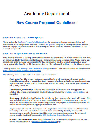 Academic Department New Course Proposal