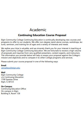 Academic Education Course Proposal