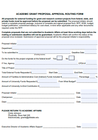 Academic Grant Proposal Approval Form
