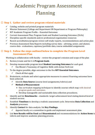 Academic Program Assessment Plan