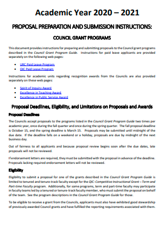 Academic Year Council Grant Programs Proposal