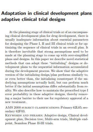 Adaptation in Clinical Development Plan