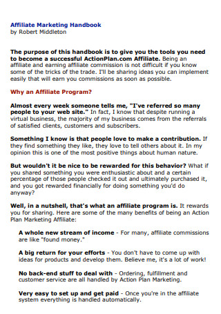 Affiliate Marketing Handbook for Business Planning Guide