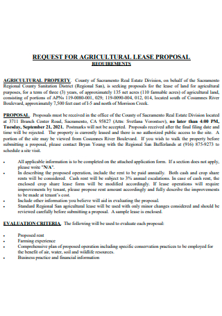 Agricultural Property Lease Proposal