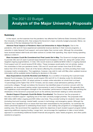 Analysis of University Budget Proposal