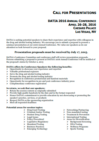 Annual Conference Call For Presentation Proposal