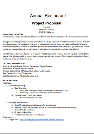 Annual Restaurant Project Proposal