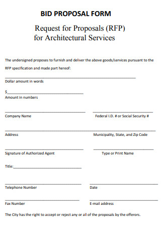 Architectural Bid Proposal Form