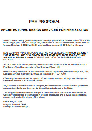 Architectural Design Services for Fire Station Proposal