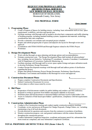 Architectural Services Fee Proposal Form