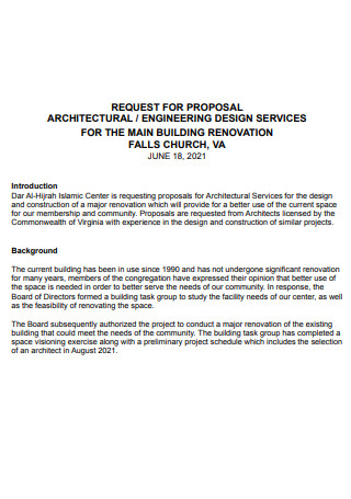 Architectural Services Proposal for Renovation of New Building