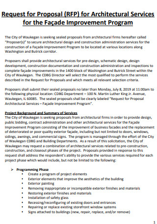 Architectural Services Proposal for the Facade Improvement Program