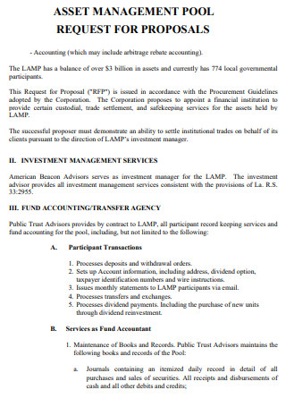 Asset Management Pool Proposal