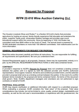 Auction Catering Bid Proposal