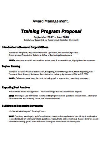 Award Management Training Proposal