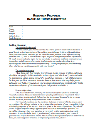 Bachelor Thesis Marketing Research Proposal