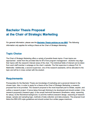 Bachelor Thesis Proposal Example