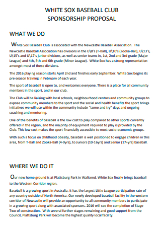 Baseball Club Sponsorship Proposal