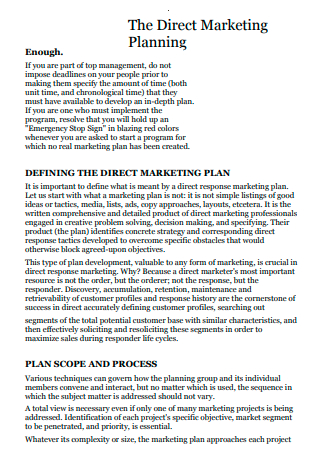 Basic Direct Marketing Planning