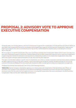 Basic Executive Compensation Proposal