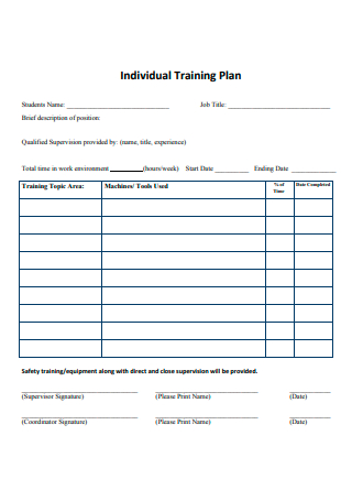 Basic Individual Training Plan