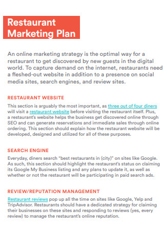 Basic Restaurant Marketing Plan