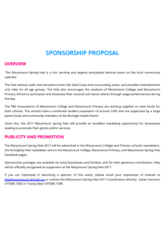 Basic School Sponsorship Proposal