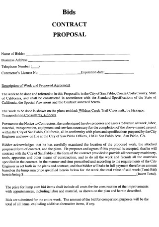 Bid Contract Proposal