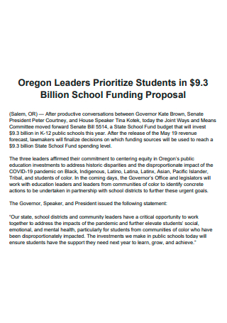 Billion School Funding Proposal